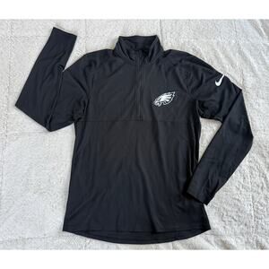 Men’s Nike NFL Philadelphia Eagles 1/4 Zip Fitted DriFit L/S Shirt Medium Black